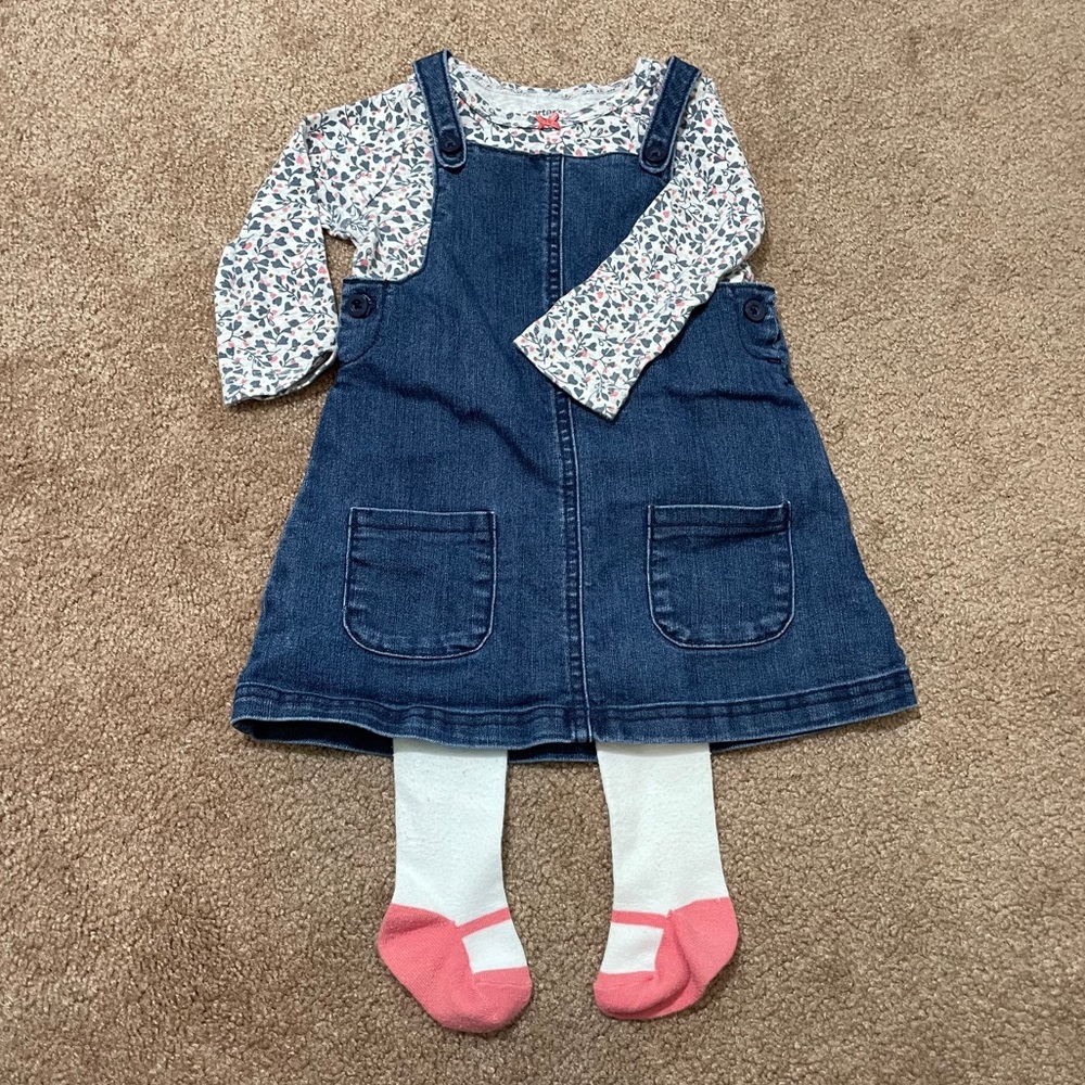 Carter's Denim Jumper Set with Leggings - 12m